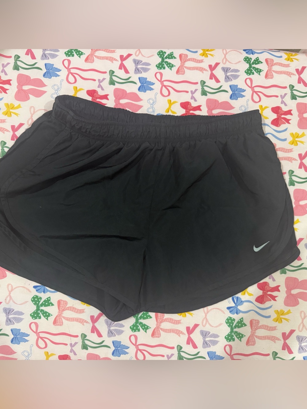 Nike Black Women’s Athletic Shorts with Light Silver Swoosh